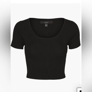 Ribbed Knit Open Back Short Sleeve Tee